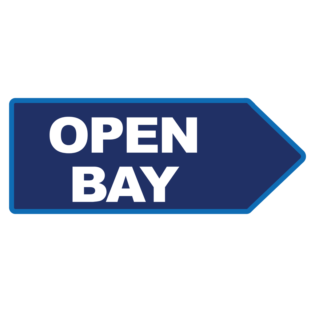 46" x 18" FullSpeed Automotive Blue Open Bay Arrow Spinner Sign (double-sided)