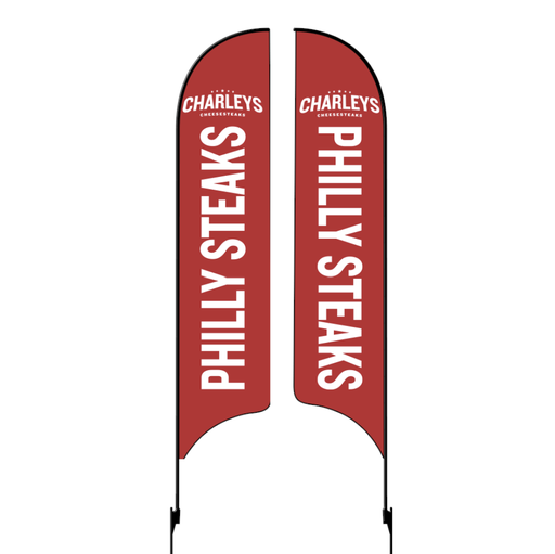 Kit for 15' Charleys Philly Steaks Red "Philly Steaks" Double Sided AdverSail Flag